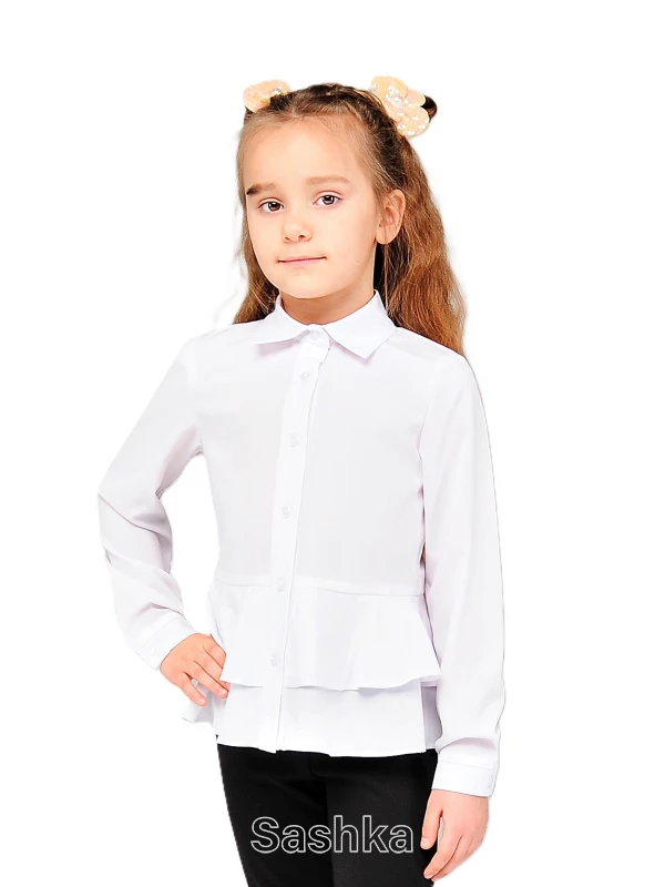 Блуза з валанами для дівчинки біла 